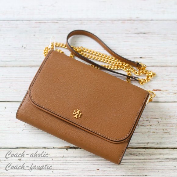 NWT Tory Burch Emerson Chain Wallet Leather Crossbody in Moose - Picture 8 of 14